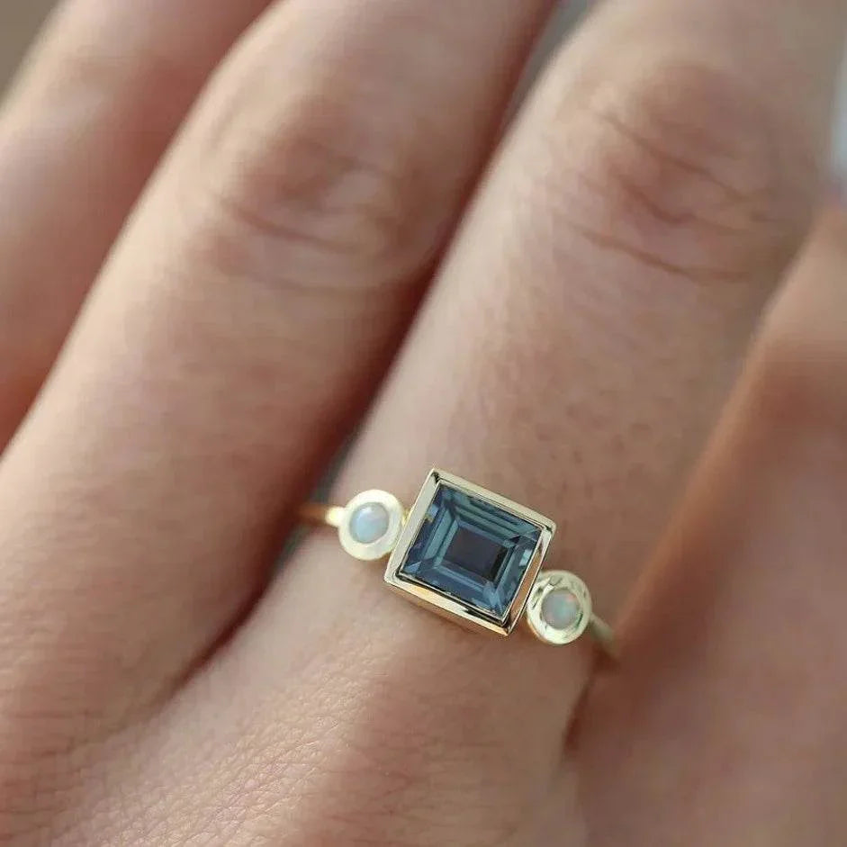 Women's Gold Gemstone Ring Set – 3 Pieces - ZA-Zola
