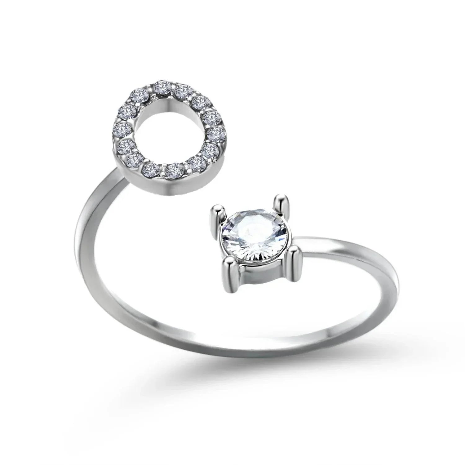 Adjustable A–Z Initial Ring for Women with Zircon - ZA-Zola