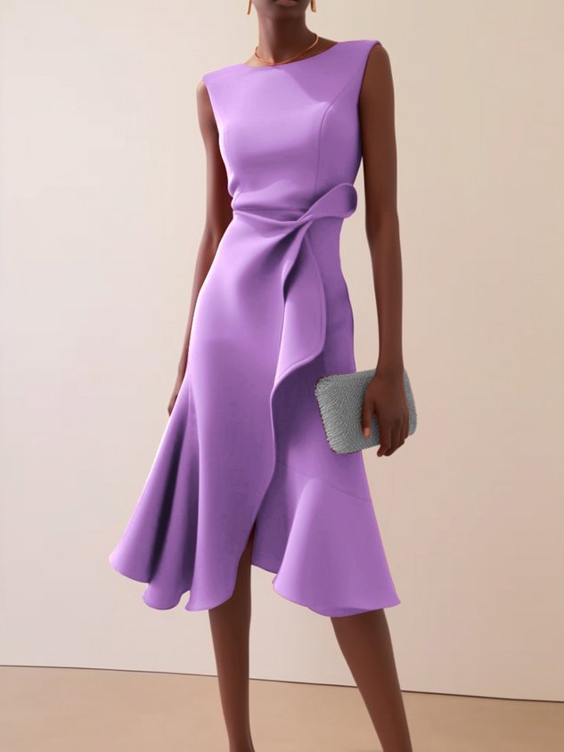 Women’s Sleeveless Round Neck Temperament Long Dress