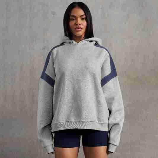 Contrast Drop Shoulder Hoodie for Women - ZA-Zola