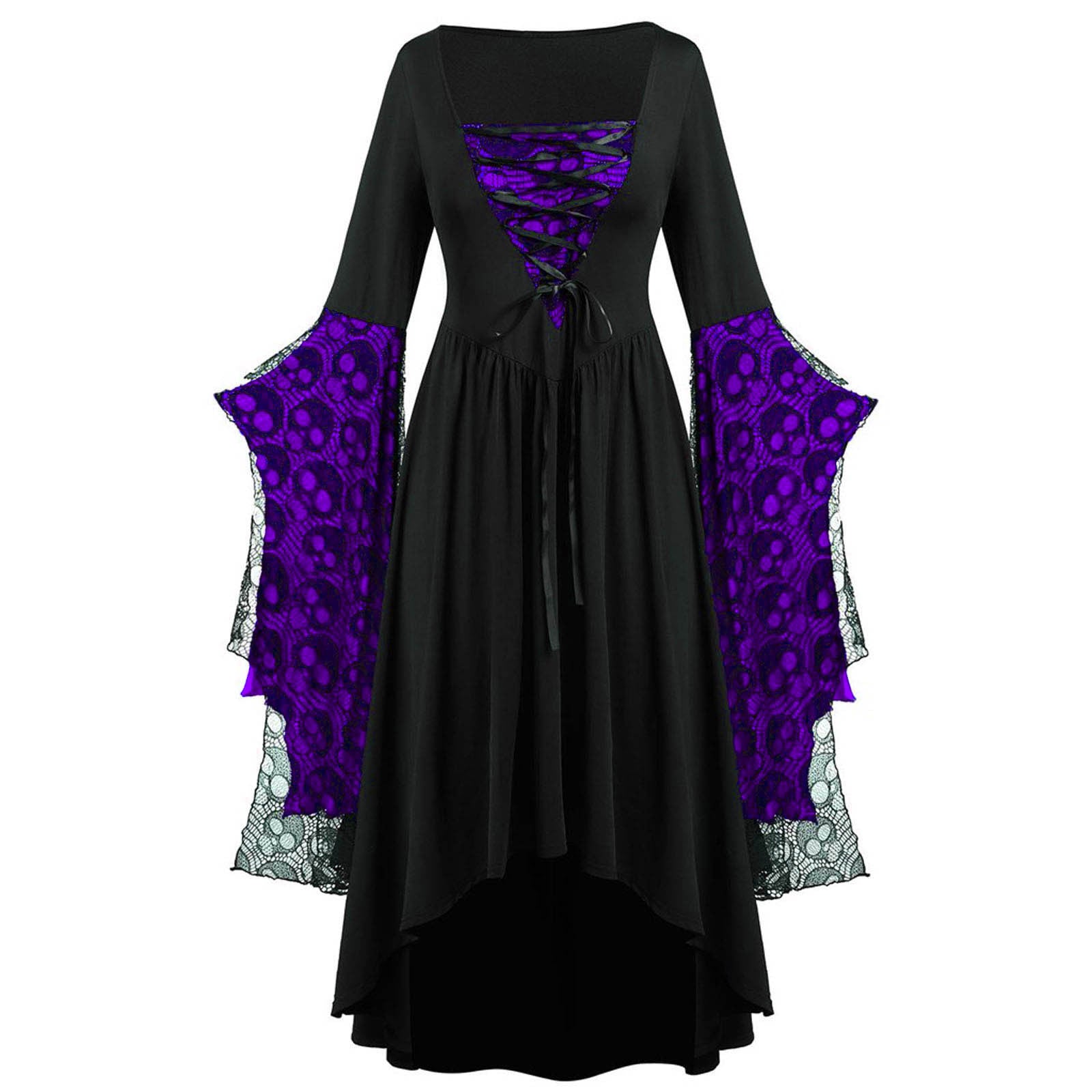 Square Neck Midi Dress with Lace Straps | Women's Fashion