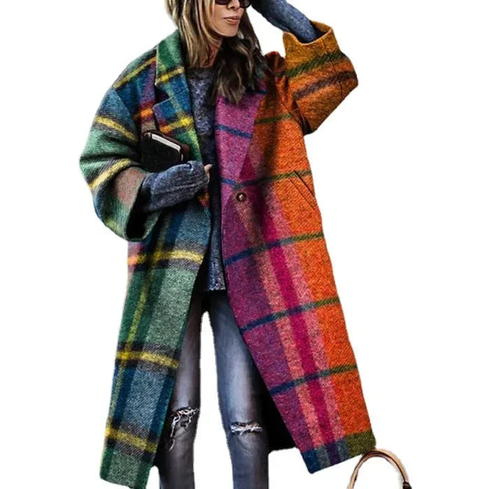 Dragon Phoenix Print Coat for Women – Woolen Long Lapel Jacket - ZA-Zola