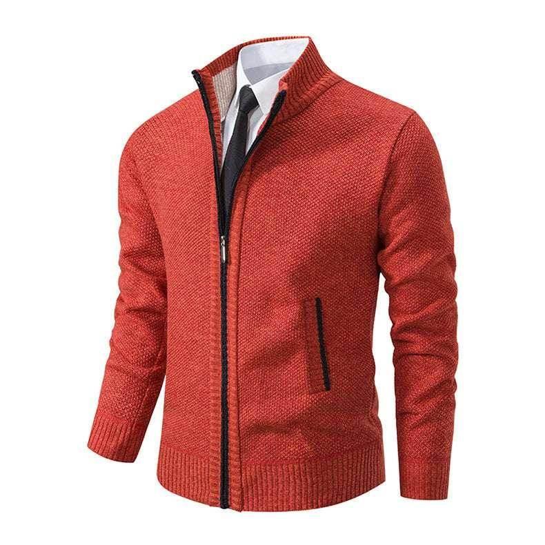 Men's Solid Color Stand Collar Cardigan Sweater Coat - ZA-Zola