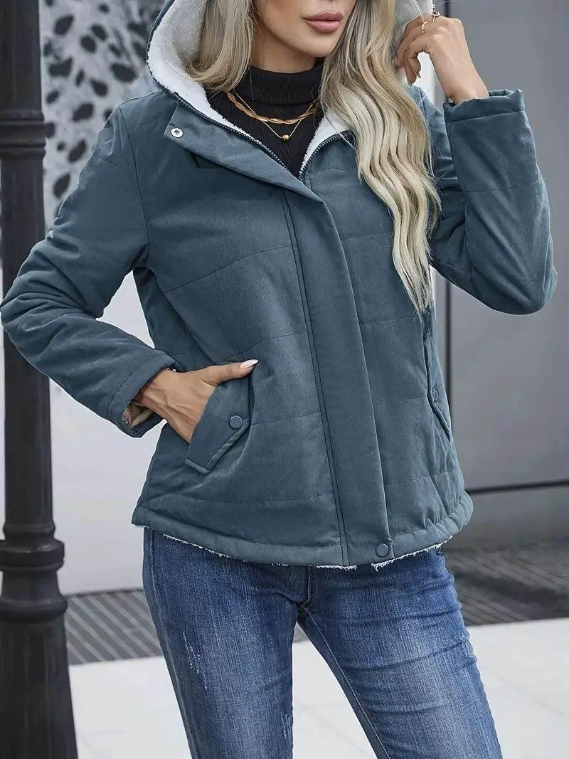 Fleece-lined Hooded Coat – Warm Preppy Winter Cotton Jacket Women - ZA-Zola