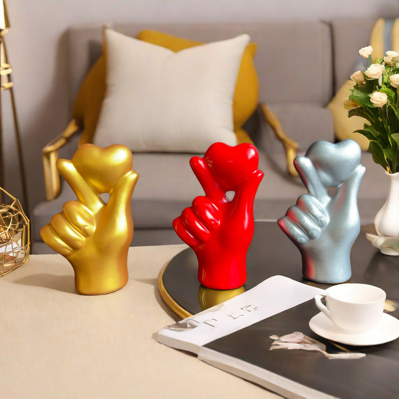 Decorative Resin Love Gesture Ornament | Valentine’s Day Décor