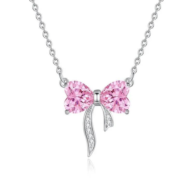Shop Women's Bow Zircon Necklace - Stunning Sterling Silver! - ZA-Zola