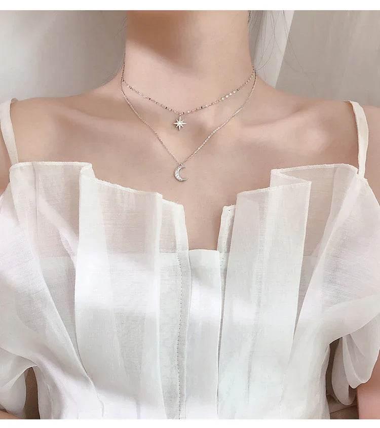 Shop Astral Moon Double Necklace – Elegant Star Design - ZA-Zola