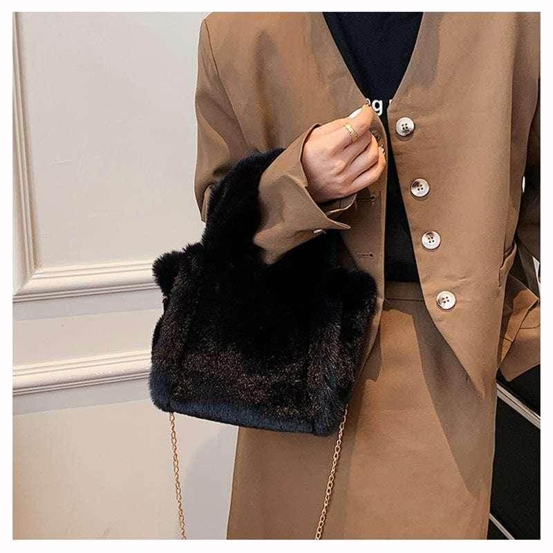 Winter Chain Plush Handbag | Trendy Tote Bag for Women - ZA-Zola