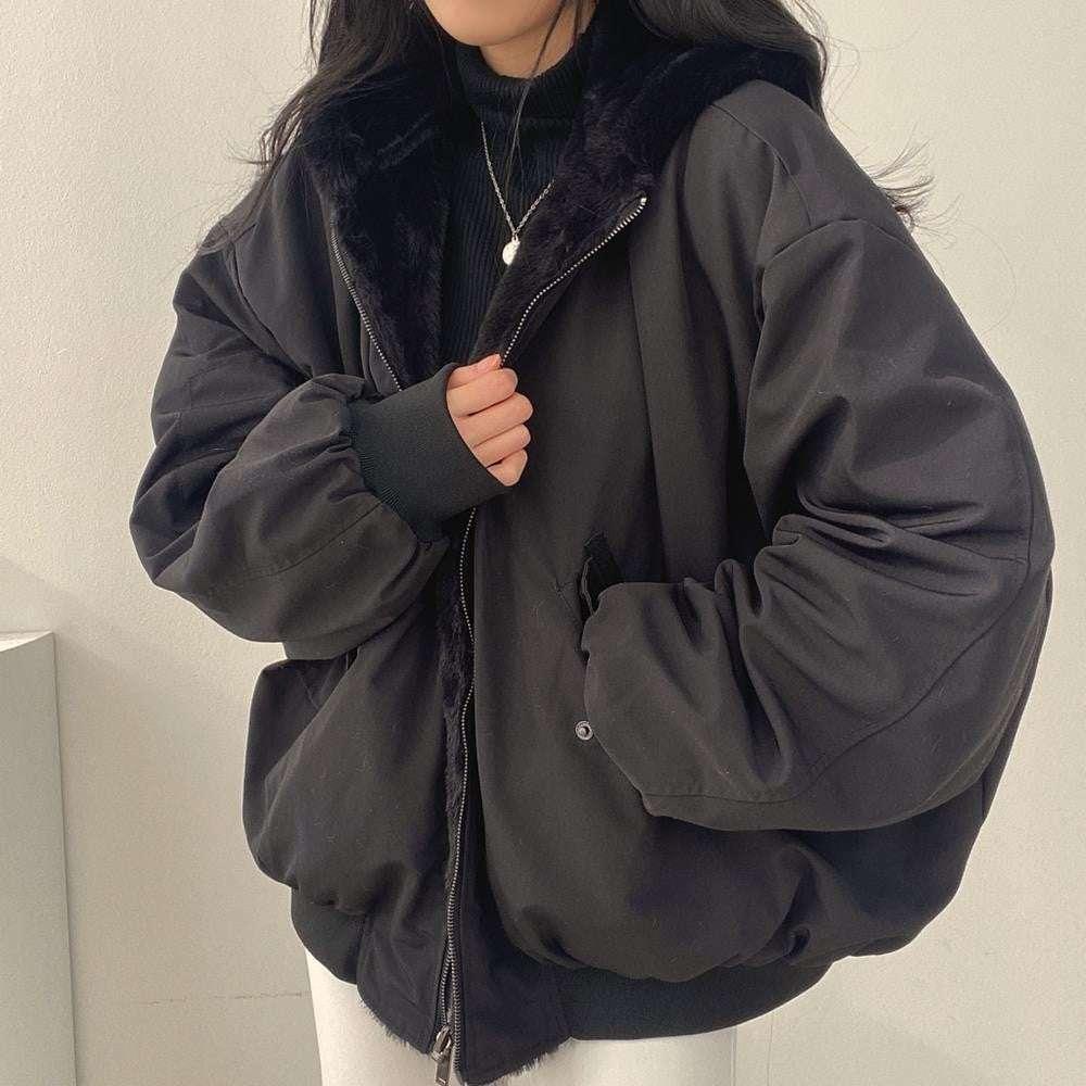 Thickened Cotton Coat – Simple Loose Hooded Winter Jacket - ZA-Zola