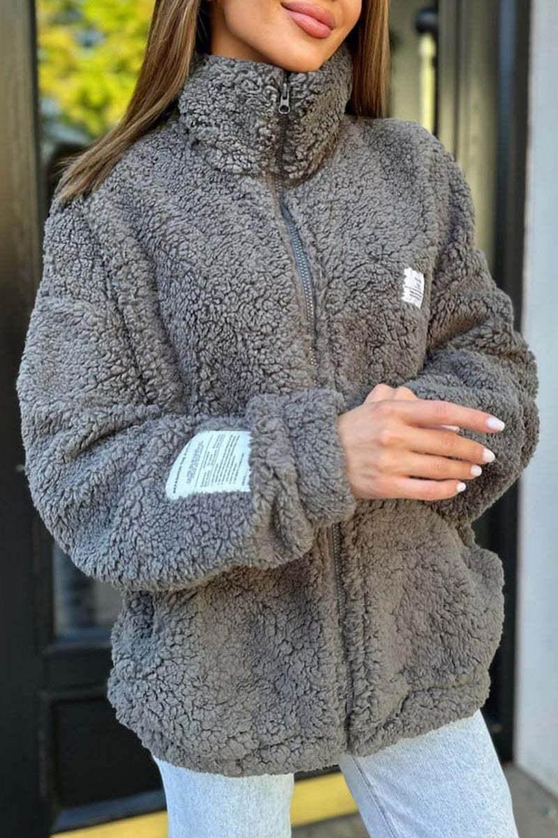 Buy Winter Zipper Jacket - Cozy Lapel Coat with Pockets - ZA-Zola
