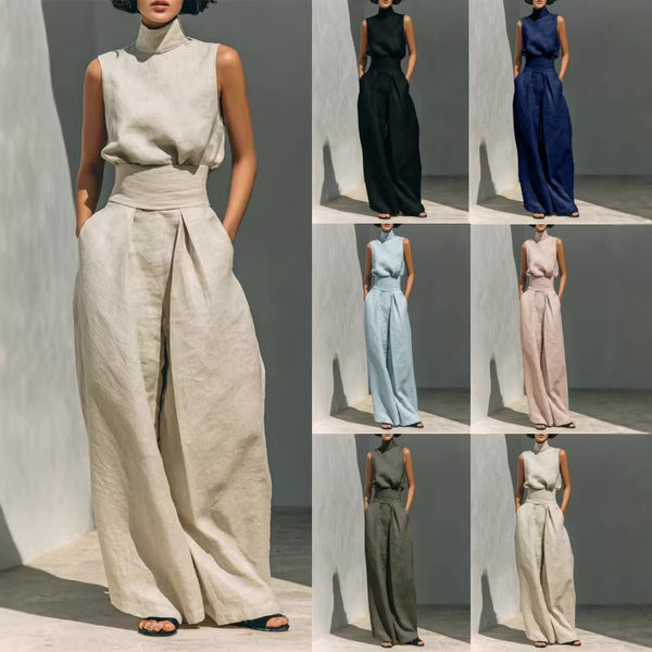 Collage of a woman modeling various long dresses in different colors against a neutral background.