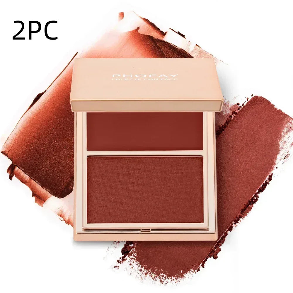 PHOFAY Cream and Powder Blush Duo – Smooth Weightless Color - ZA-Zola