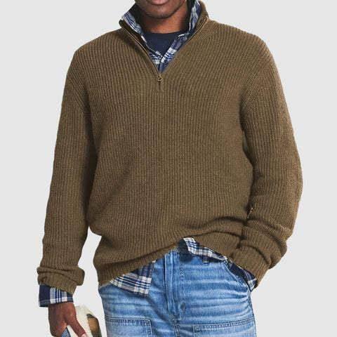 Men's Business Casual Zip Stand Collar Sweater - ZA-Zola