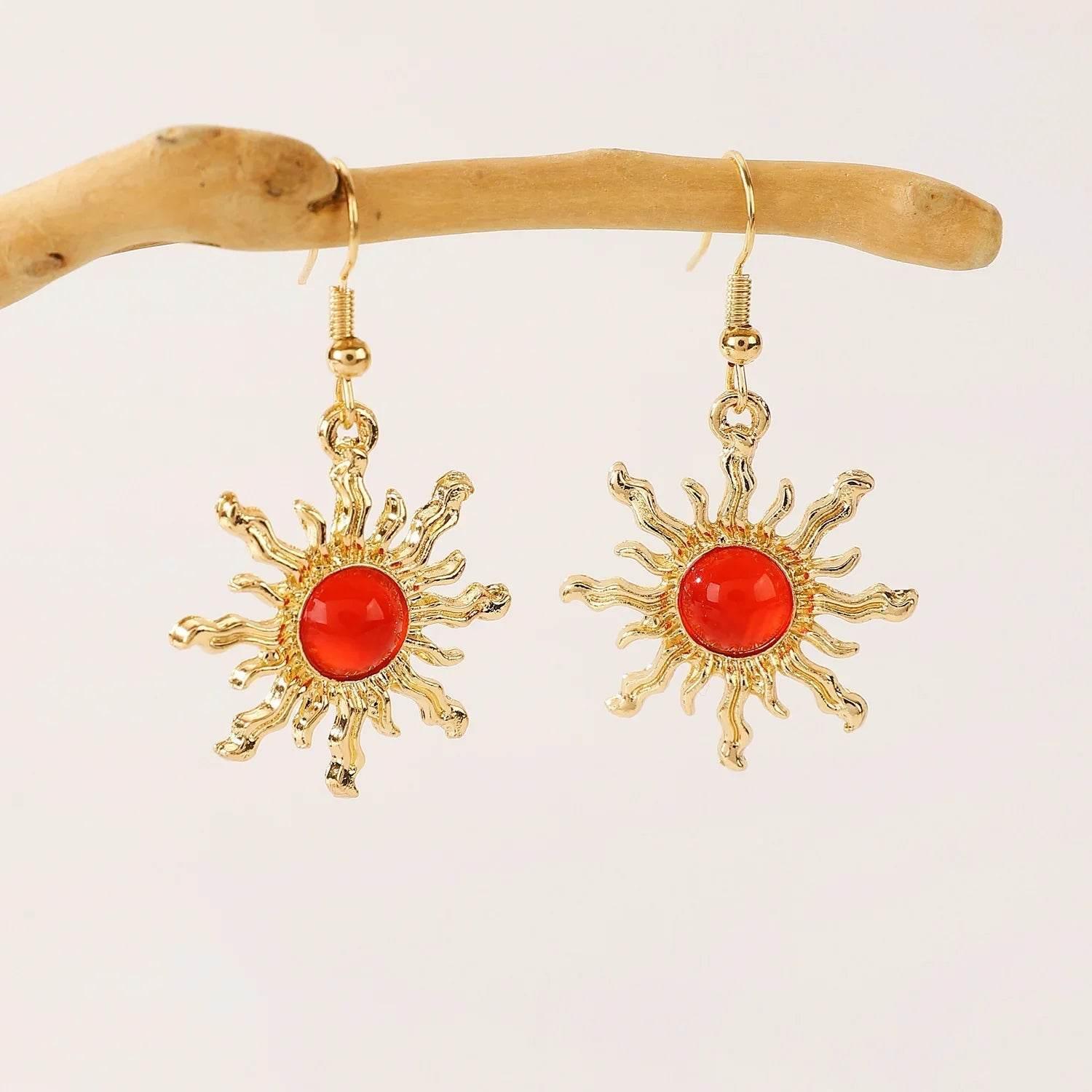Vintage Sun Vug Stud Earrings – Geometric Unisex Jewelry - ZA-Zola