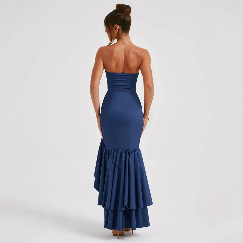 Off-Shoulder Ruffled Long Dress – Elegant Street Style - ZA-Zola