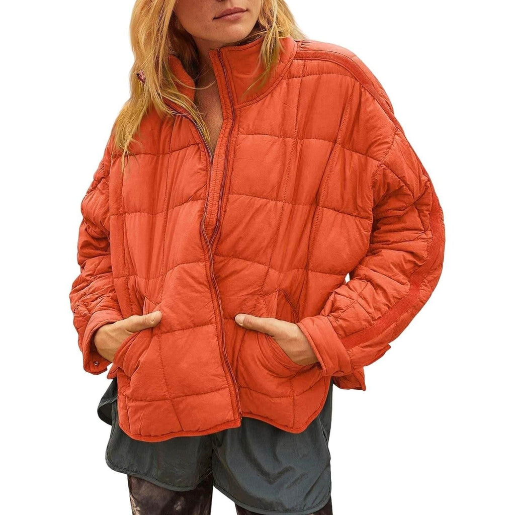 Winter Zip-up Stand Collar Coat for Women | Stylish Plaid Jacket - ZA-Zola