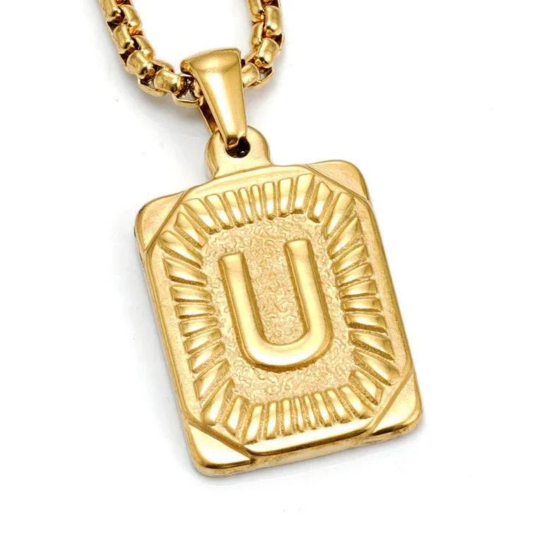18K Gold Letter Pendant Pearl Chain Necklace - ZA-Zola