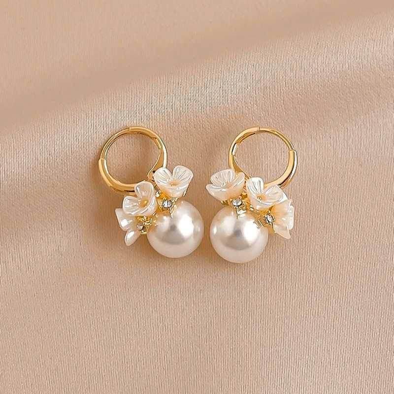 Korean Shell Flower Pearl Earrings – S925 Silver - ZA-Zola