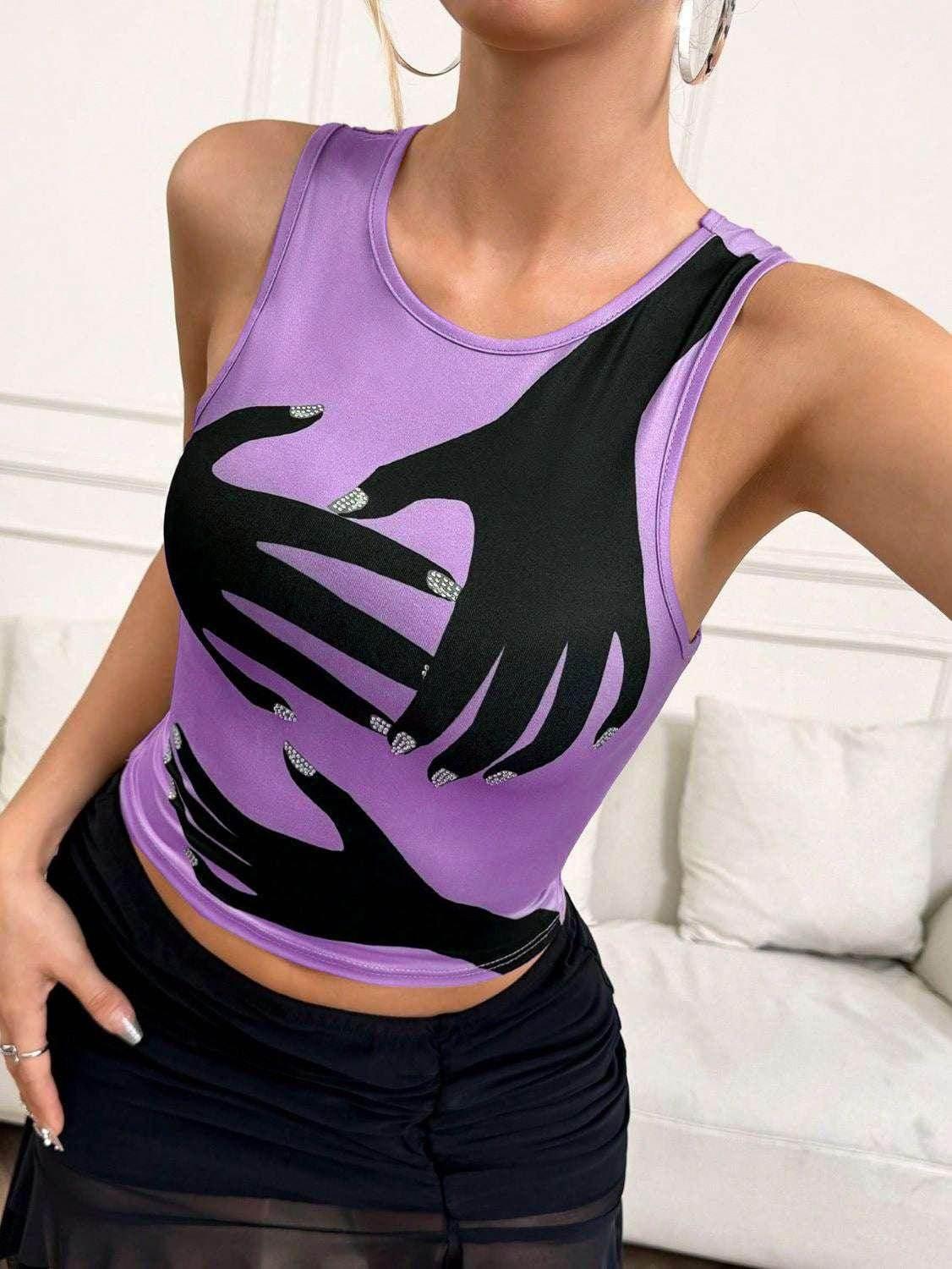 Y2K Printed Tank Vest – Sleeveless Streetwear Top - ZA-Zola