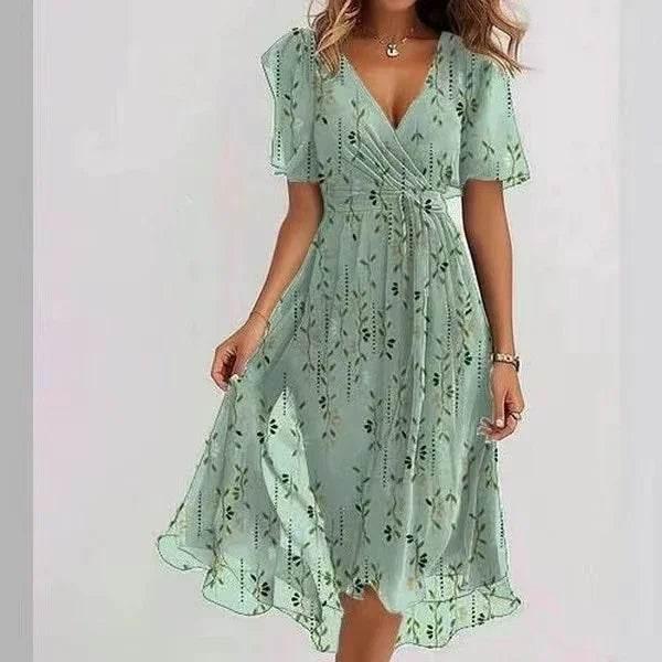 Chiffon V-Neck Summer Dress – Light, Feminine Style - ZA-Zola