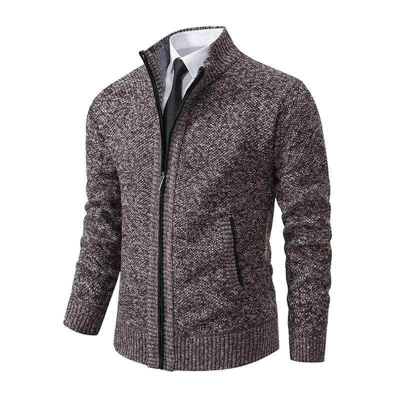 Men's Solid Color Stand Collar Cardigan Sweater Coat - ZA-Zola