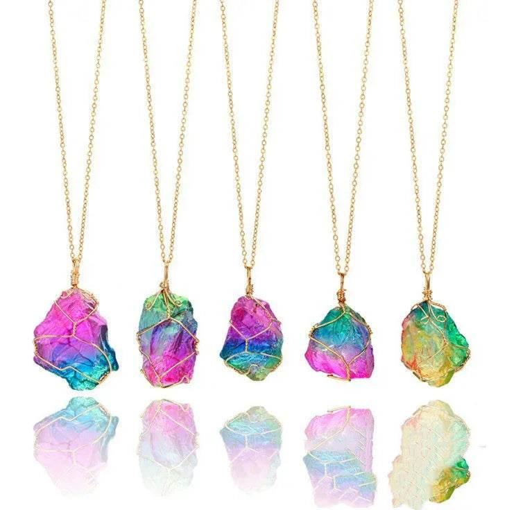Seven-Color Natural Stone Crystal Pendant - ZA-Zola
