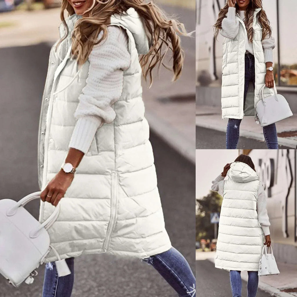 Women Sleeveless Down Jacket – Long Winter Puffer Coat - ZA-Zola