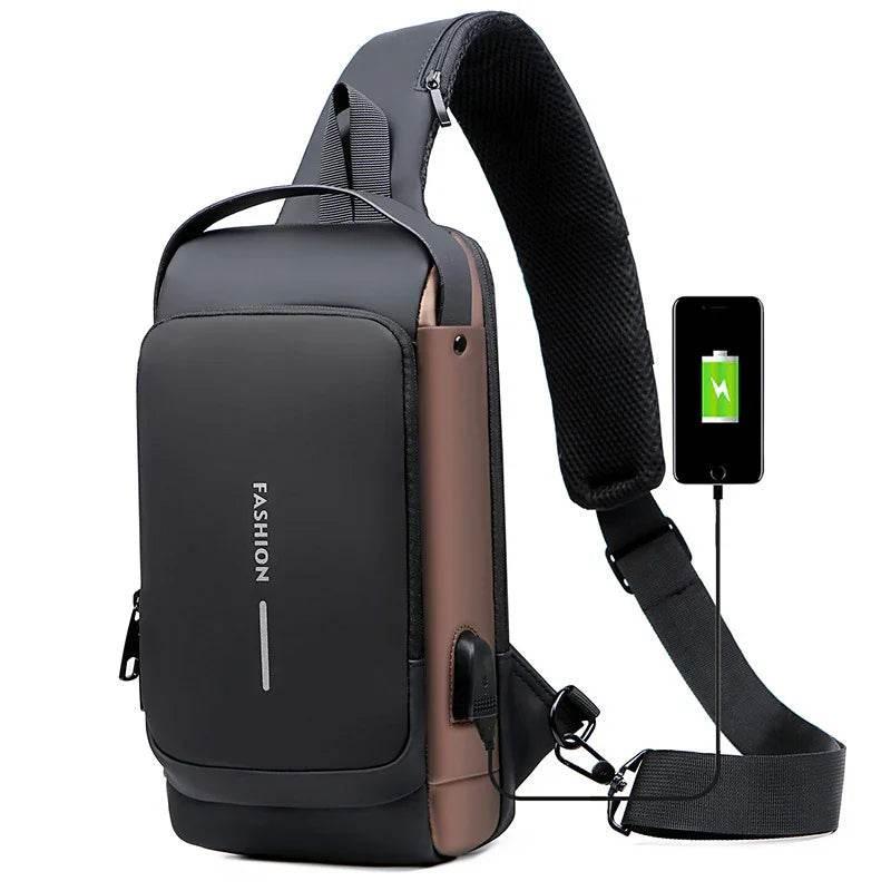Motorcycle Chest Bag – Anti-Theft PU Leather Messenger with Password Lock - ZA-Zola