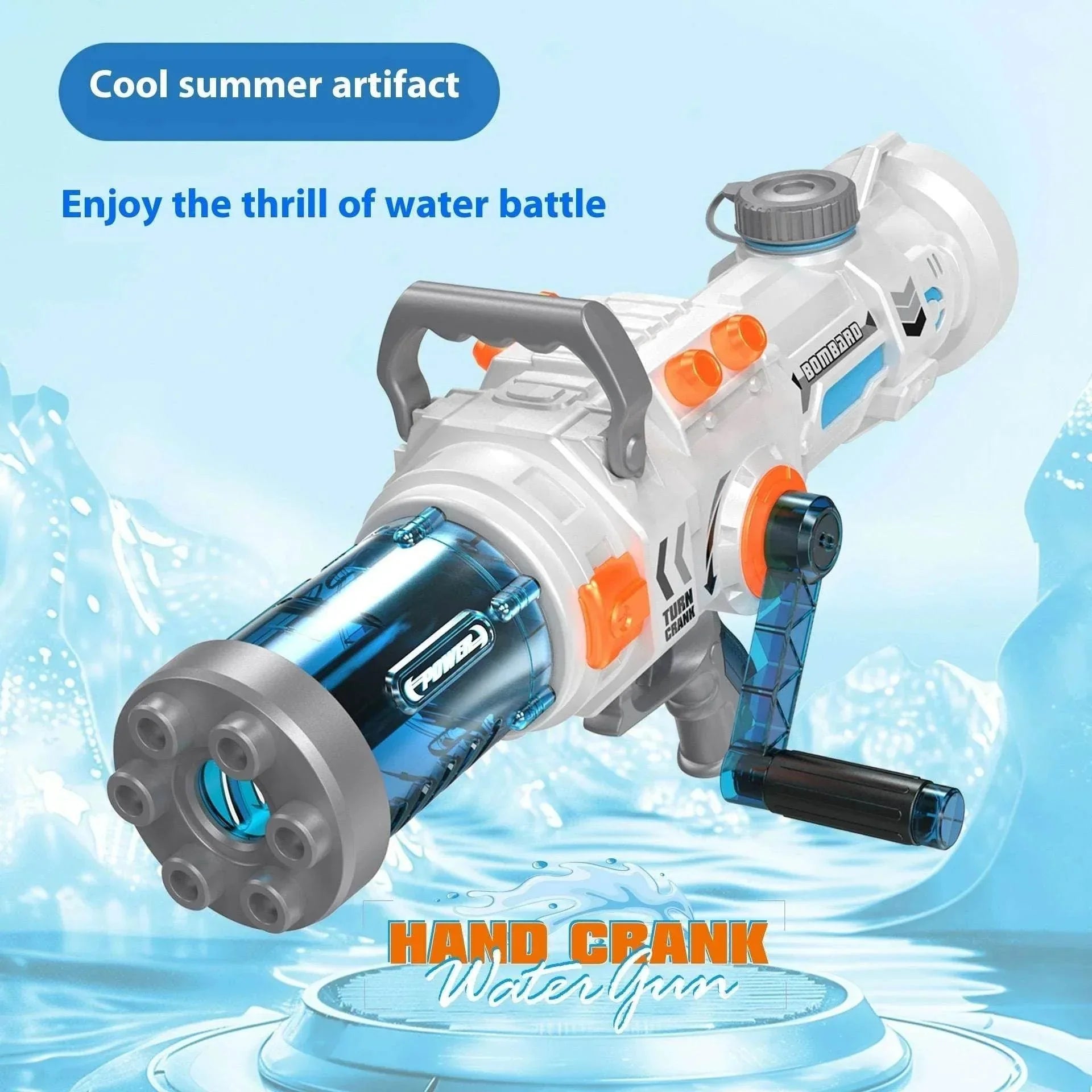 Manual Gatling Water Gun – 1000ML Big Blast Toy - ZA-Zola