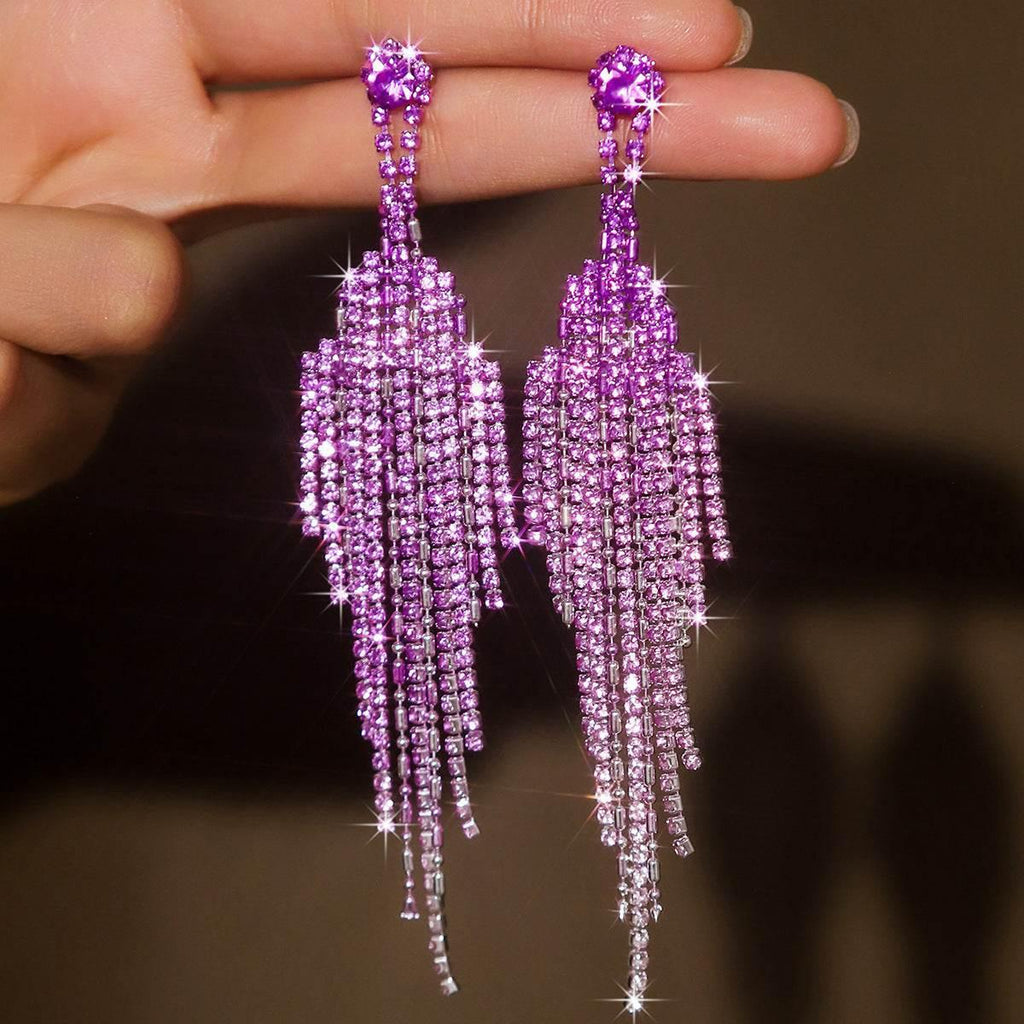 ZA-Zola Rhinestone Tassel Earrings for Women - ZA-Zola