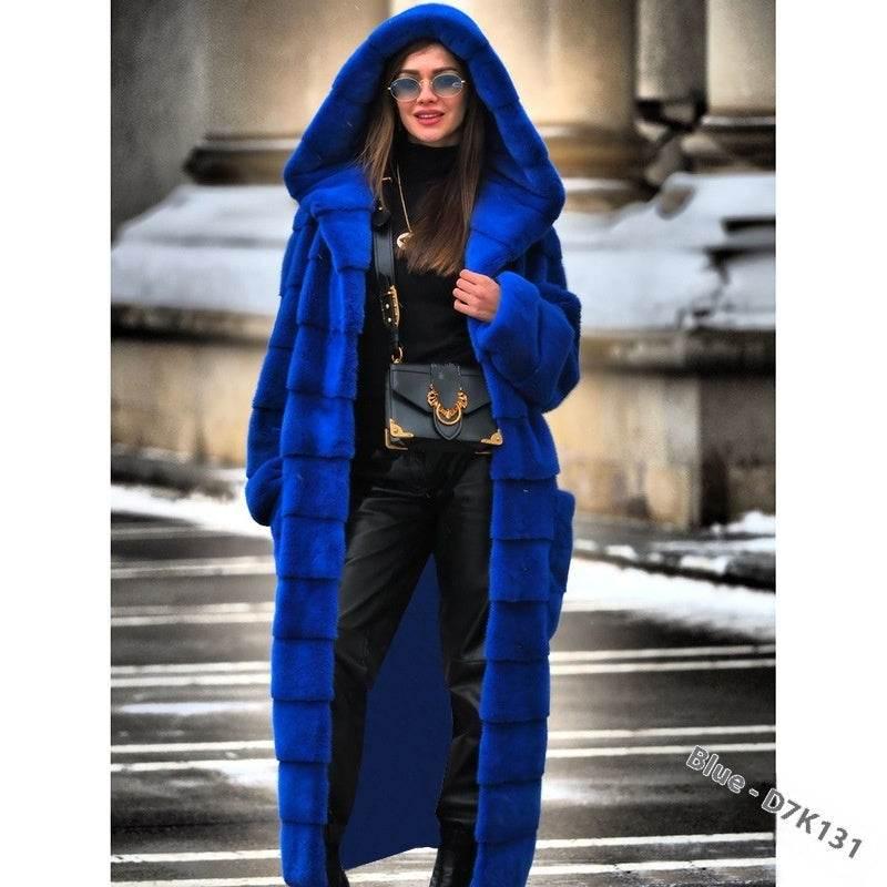 Long Plush Women's Coat – Thickened Faux Fur Winter Jacket - ZA-Zola