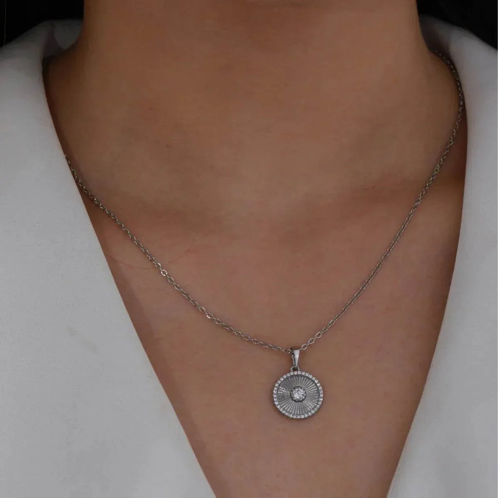 Geometric Zircon Pendant – Elegant Striped Design - ZA-Zola