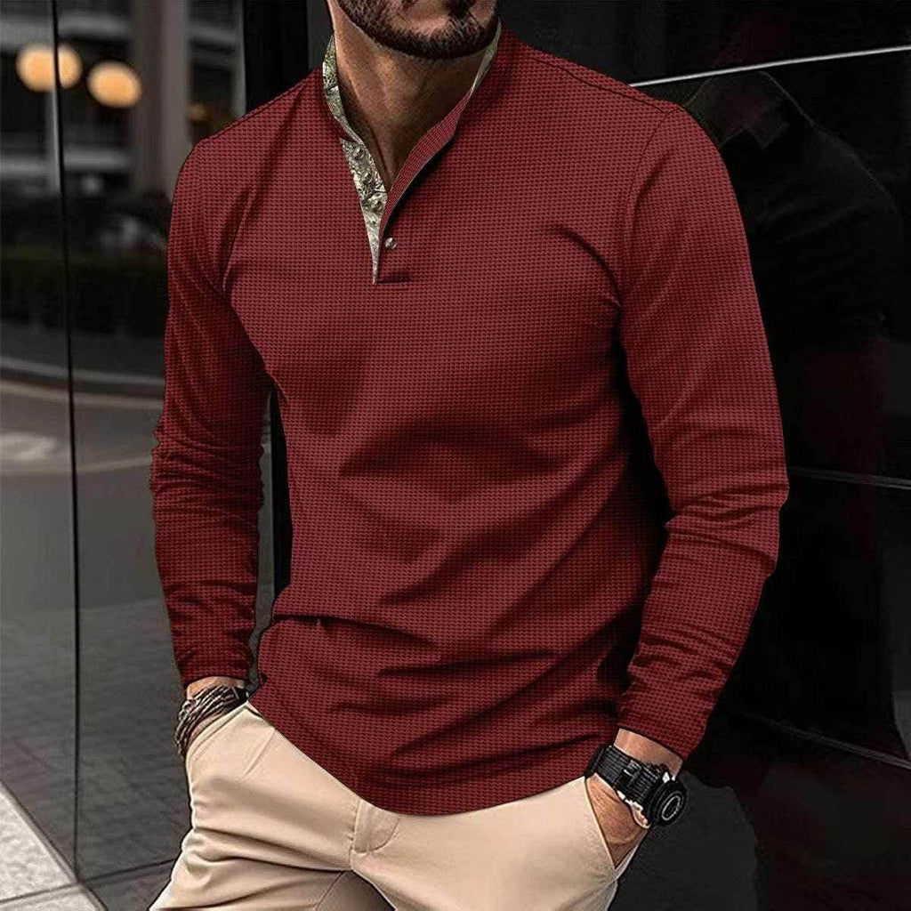 Men's Double Layer Lapel Polo Shirt - Fashion Waffle - ZA-Zola