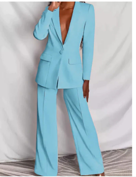 Light blue suit with a white background