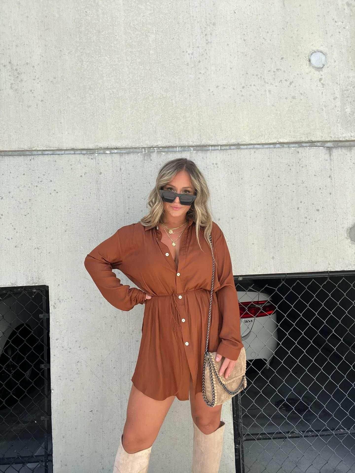 Long Sleeve Button Shirt Jumpsuit Women - ZA-Zola