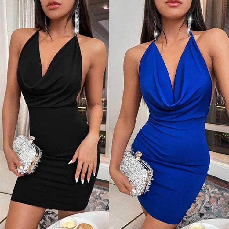 Summer Deep V-neck Backless Halter Dress - Stylish Midi - ZA-Zola