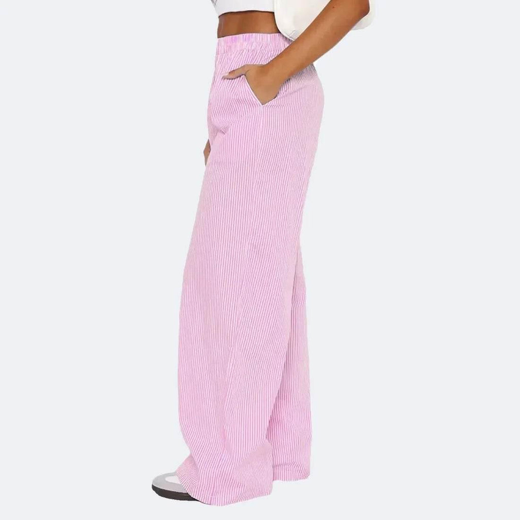 Striped Wide-Leg Pants with Pockets – Chill Fit - ZA-Zola