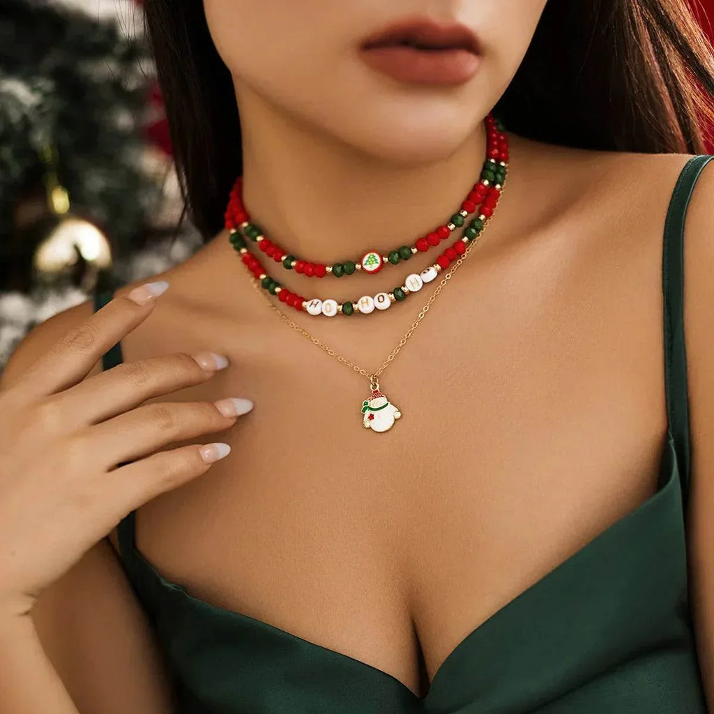 Shop Christmas Snowman Necklace – Festive Crystal Charm - ZA-Zola