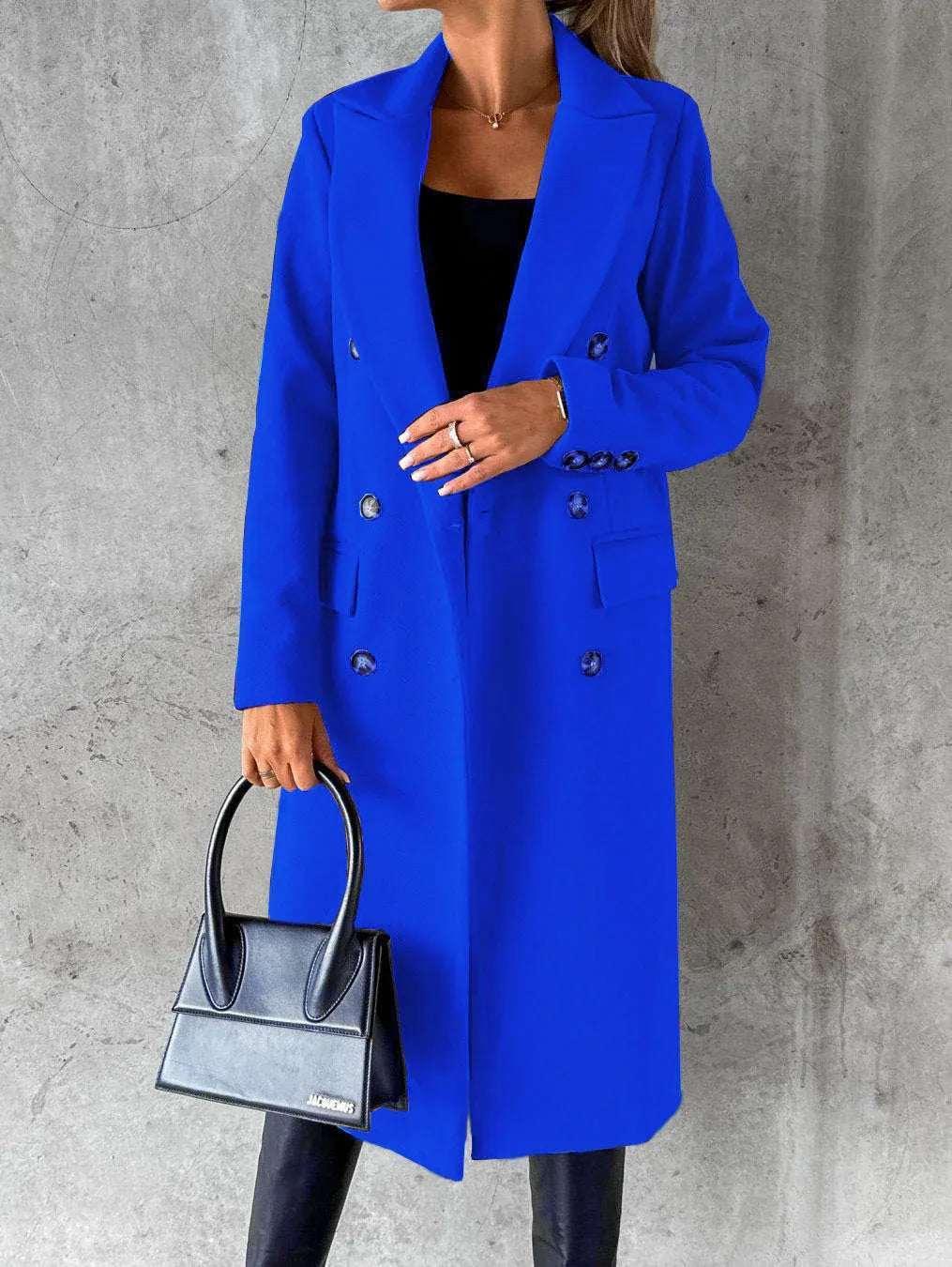 Women Double Breasted Coat Long Sleeve Street - ZA-Zola