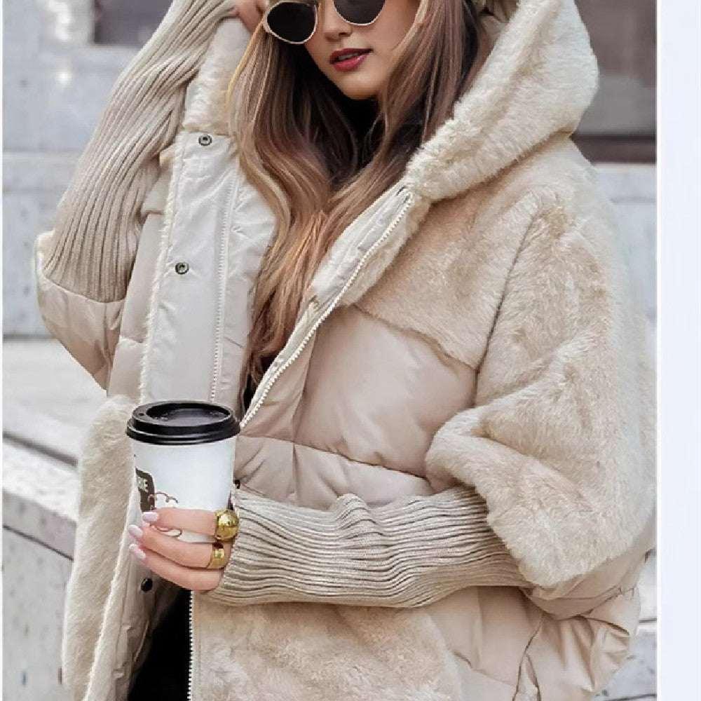 Women’s Faux Fur Patchwork Winter Coat | Hooded Chic - ZA-Zola