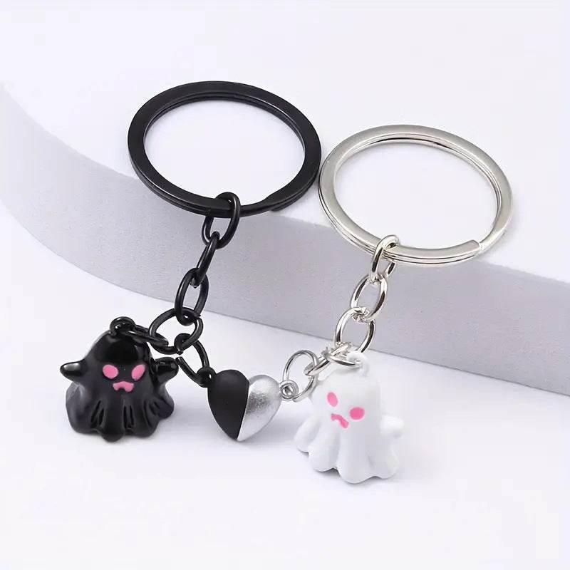 ZA-Zola Black Ghost Cartoon Halloween Keychain Pair - ZA-Zola