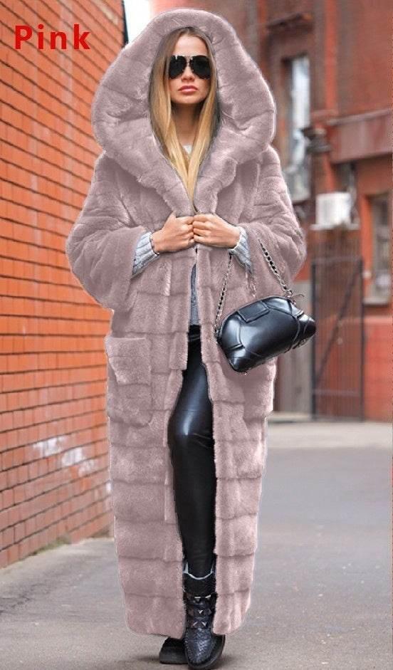 Long Plush Women's Coat – Thickened Faux Fur Winter Jacket - ZA-Zola