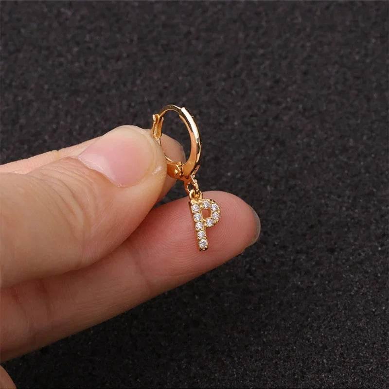 Women's Zircon Letter Earrings – Stylish Gold Jewelry - ZA-Zola