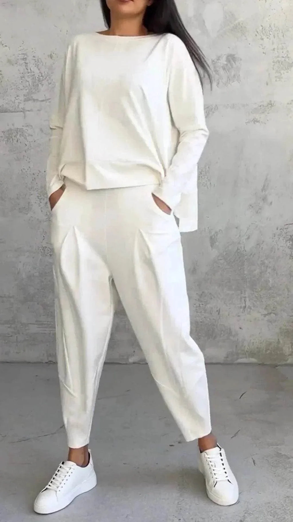 Oversized Irregular Top & Harem Pants Set - ZA-Zola