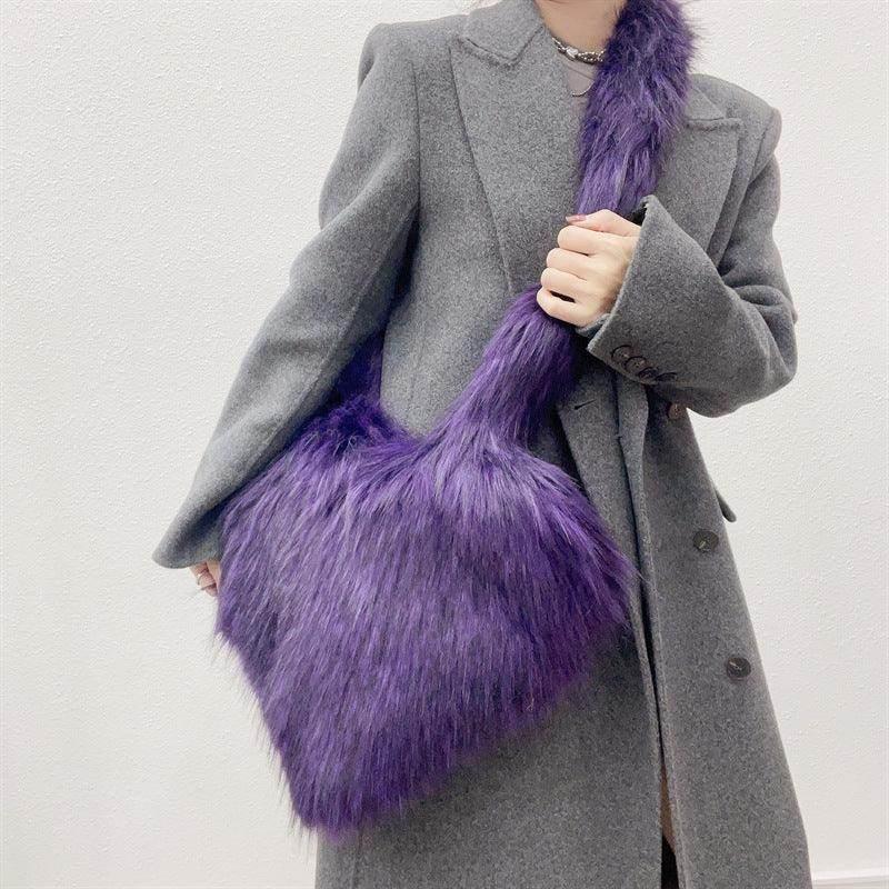 Winter Fleece Heart Shape Bag | Plush Crossbody Handbag - ZA-Zola