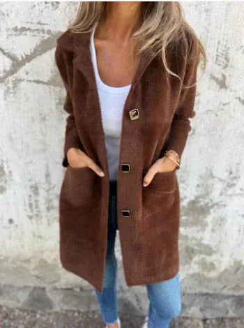 Women Mid Length Coat – Polo Collar Winter Style - ZA-Zola