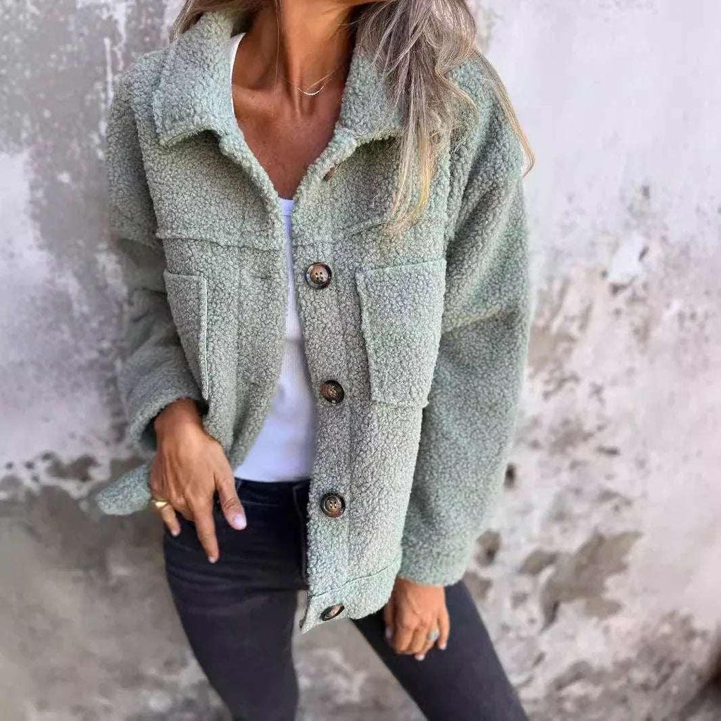 Lamb Wool Coat Women Cropped Winter Jacket - ZA-Zola