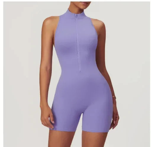 Zipper Yoga Jumpsuit – Summer Backless Fitness Bodysuit - ZA-Zola