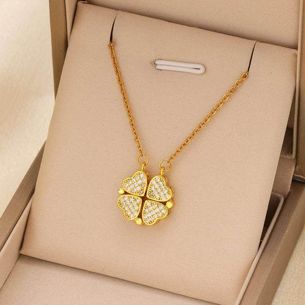 Magnetic Heart Clover Necklace – 4-in-1 Design - ZA-Zola