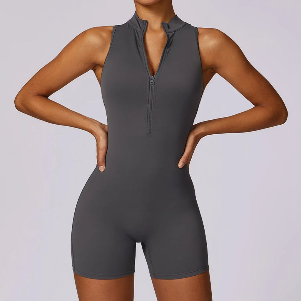 Zipper Yoga Jumpsuit – Summer Backless Fitness Bodysuit - ZA-Zola